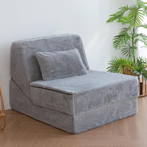 YOSHOOT 3-in-1 Folding Sofa Bed, 7 Inch Convertible Sleeper Chair with Pillow, Fold Out Couch Beds Floor Sofa Lounge for Living Room, Home Office