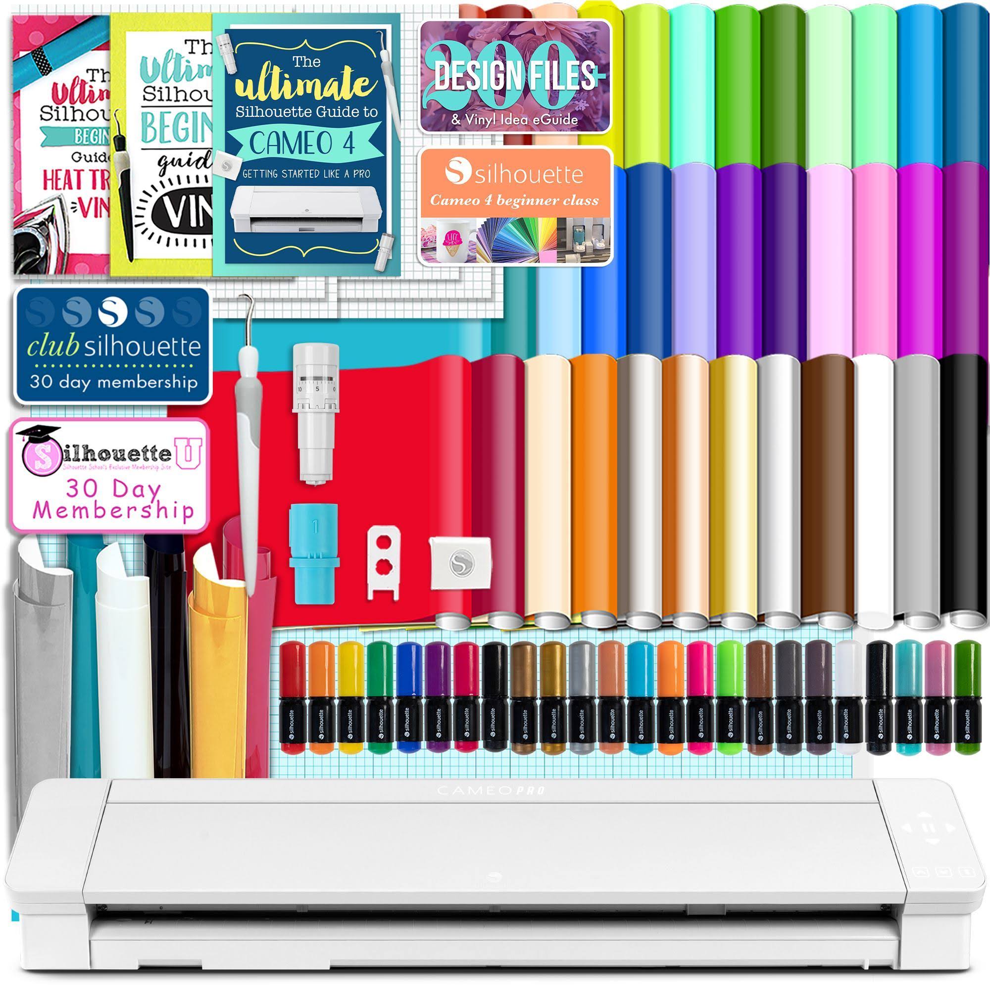 Silhouette Cameo 4 Pro - 24x22 w/ 38 Sheets Oracal Vinyl, HTV, Pens, Guides