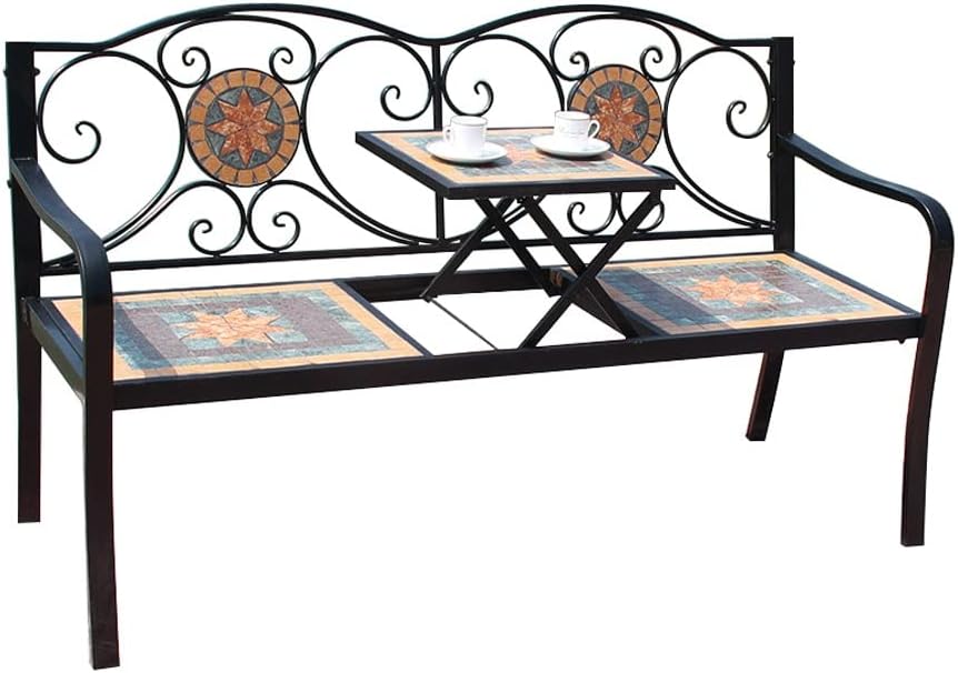 Outdoor Furniture Outdoor Bench Nordic Wrought Iron Balcony Garden Garden Bench Outdoor Table and Chairs Villa Terrace Leisure Double Bench Garden