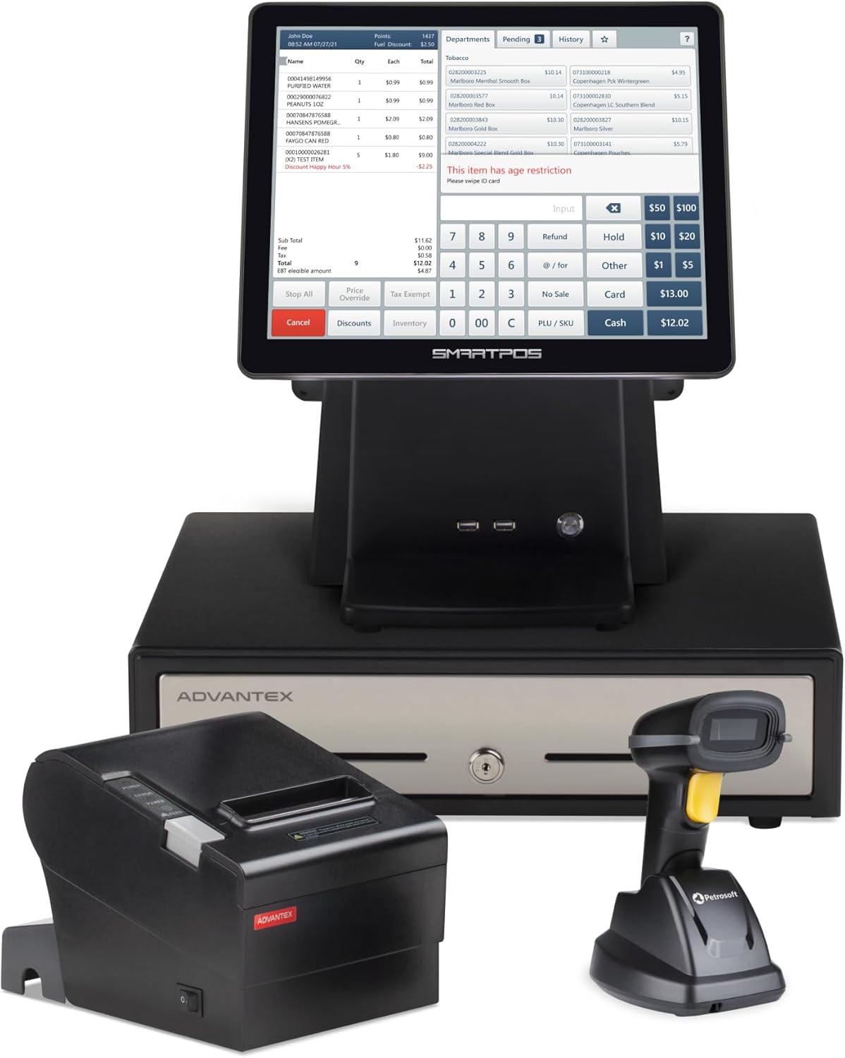 All-in-One SmartPOS-129 Professional Cash Register for Small Business, POS System Bundle Includes: Cashier Touch Screen Monitor