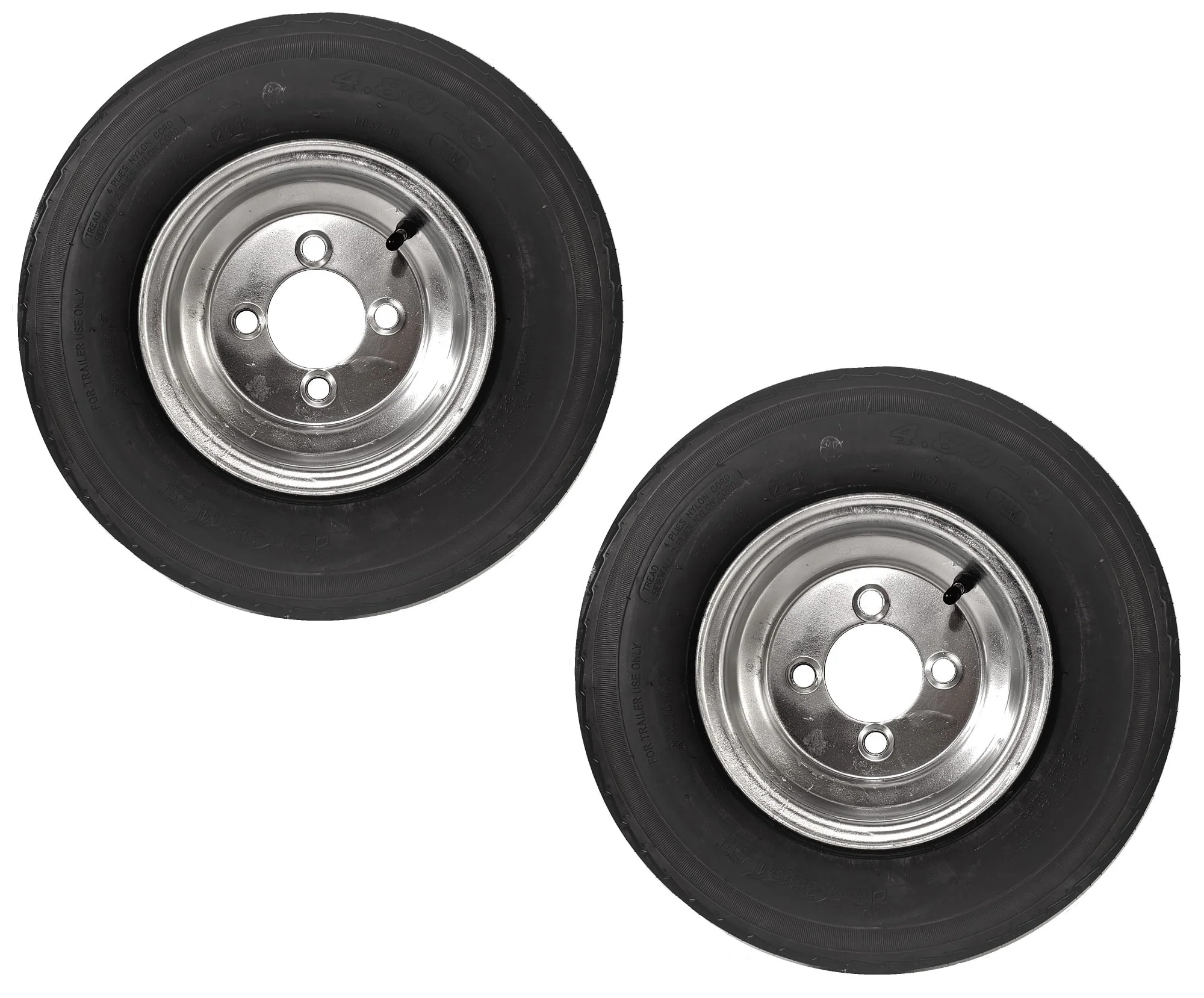 2-Pack Trailer Tire On Rim 4.80-8 480-8 8 4 Lug 6 Ply LRC Galvanized Wheel