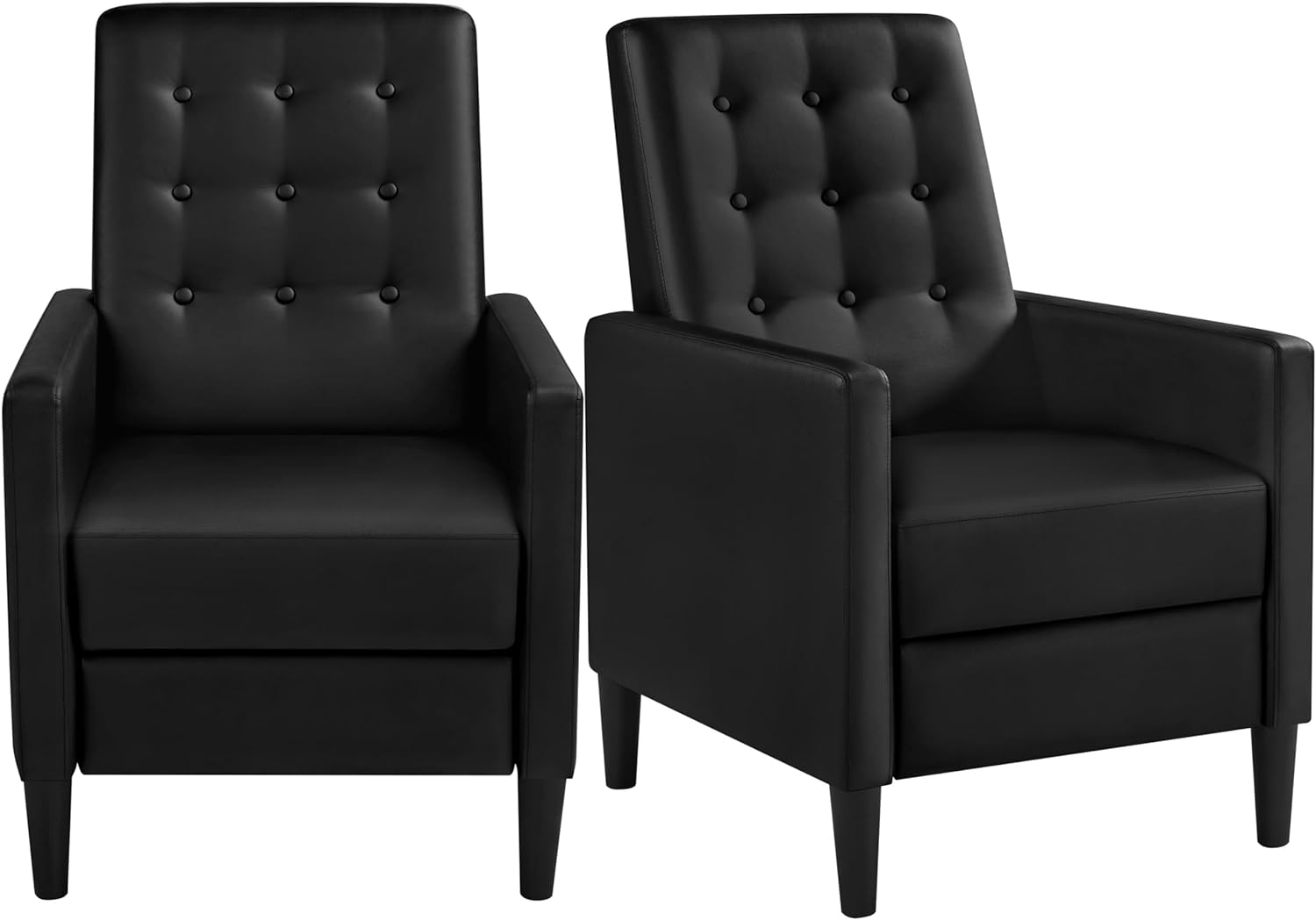 TJUNBOLIFE Faux Leather Recliner Sofa Mid-Century Modern Single Reclining Chair Adjustable Back &amp