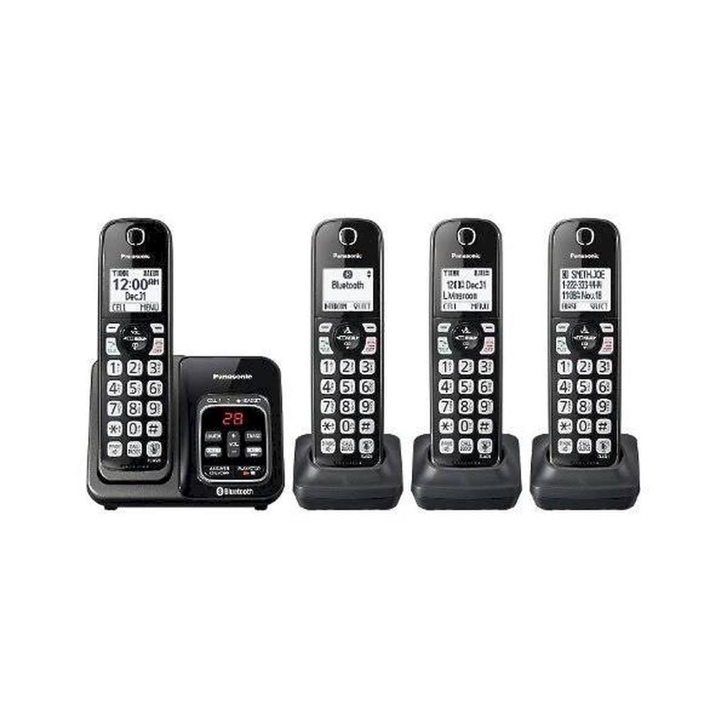 Panasonic KX-TG744SK 4 Handset Cordless Phone w/ Talking Caller ID u0026 Link-to-Cell - Refurbished