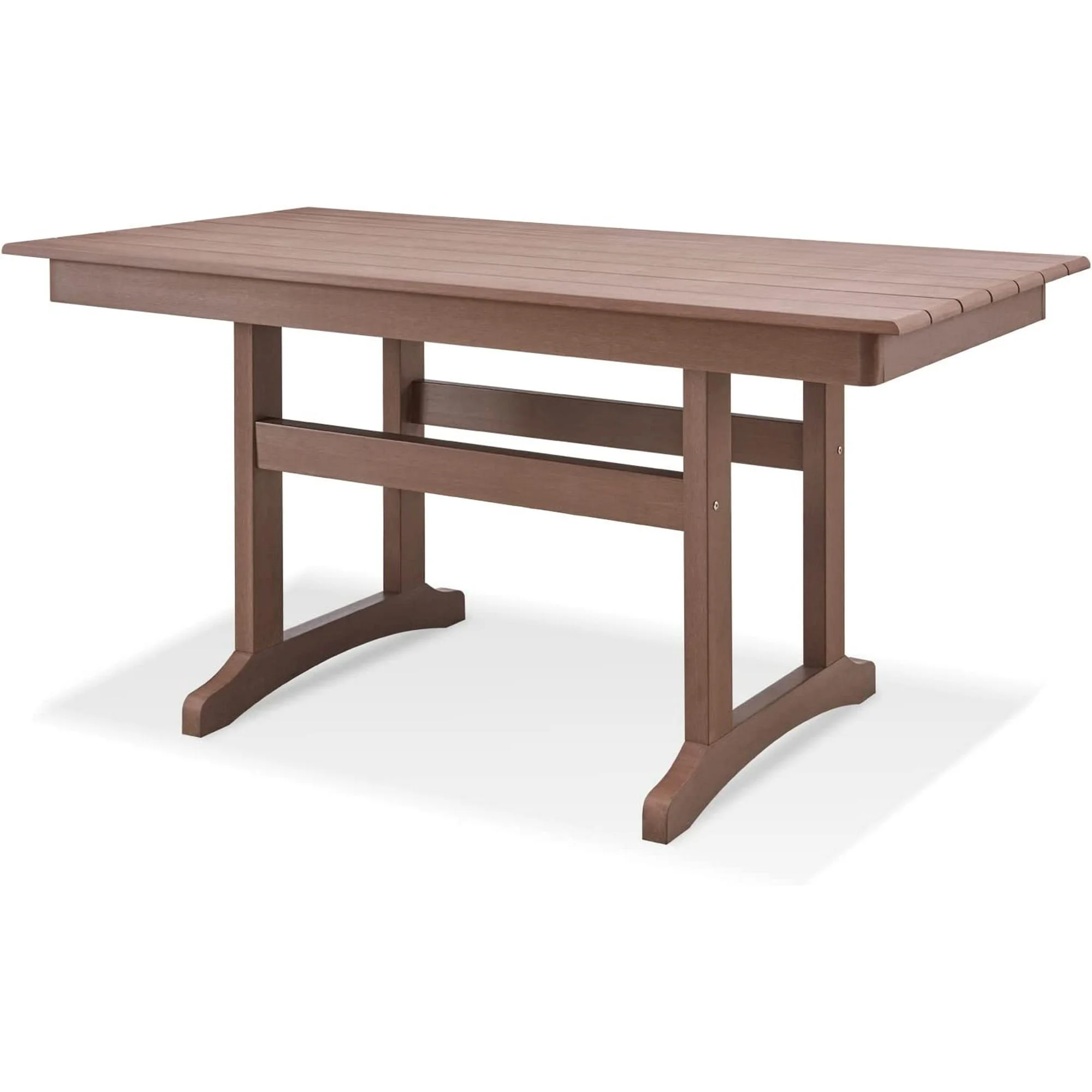 Efurden Outdoor Dining Table, 6-Person Poly Lumber Patio Table, Weather Resistant Outdoor Table for Garden & Backyard (Brown)
