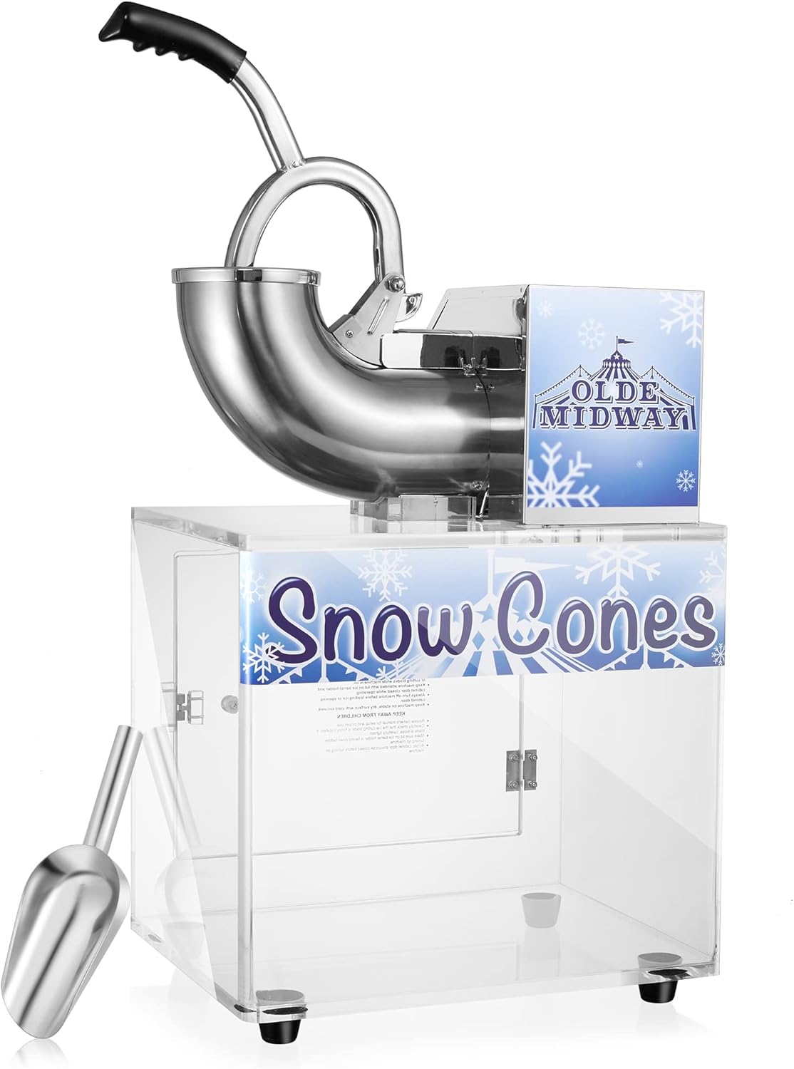 Olde Midway Commercial Snow Cone Machine, Shaved Ice Maker with Stainless Steel Scoop