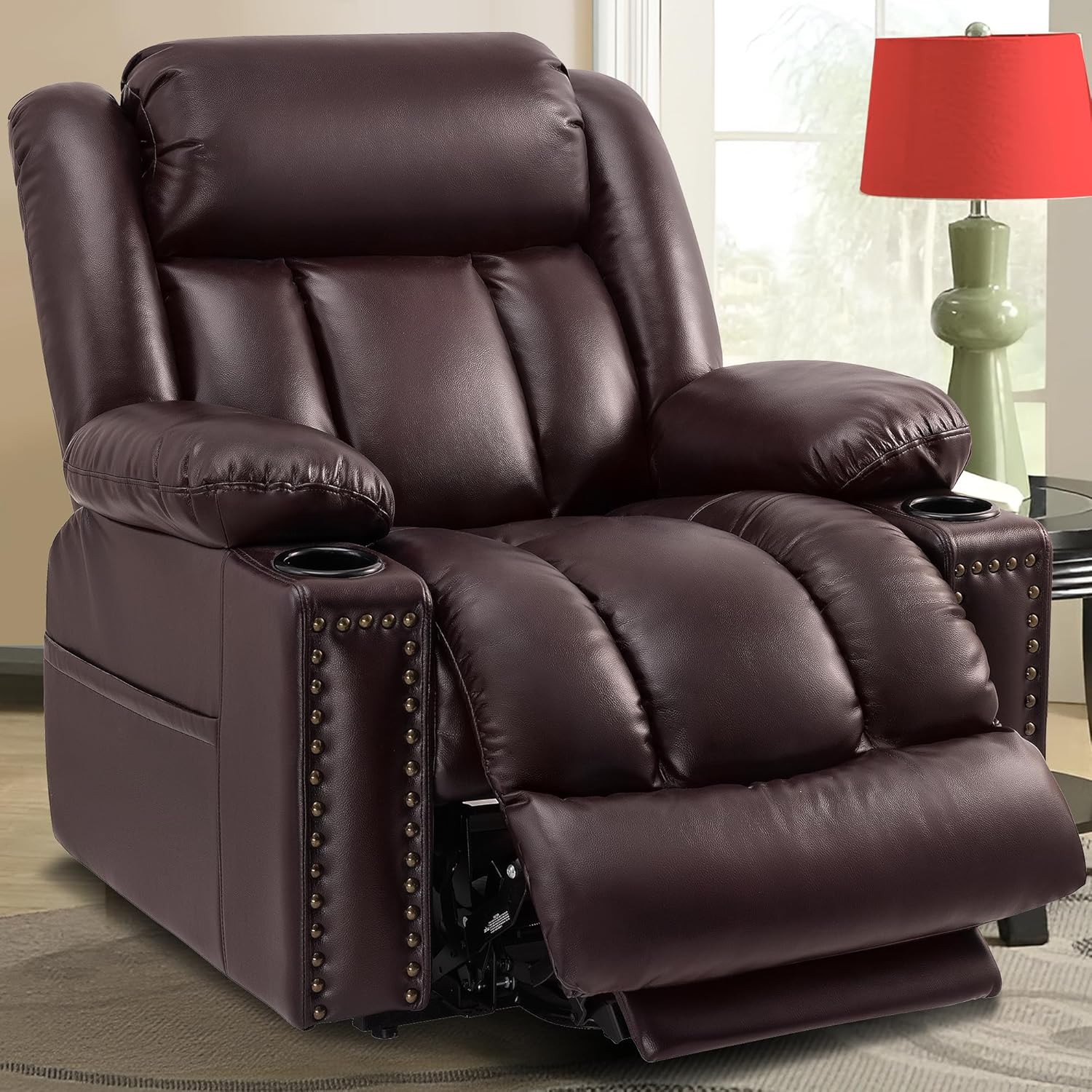 Triple Motor Large Power Lift Recliner Chair for Elderly with Heat and Massage, Lay Flat Lift Chairs for Seniors Infinite Position, Extended Footrest