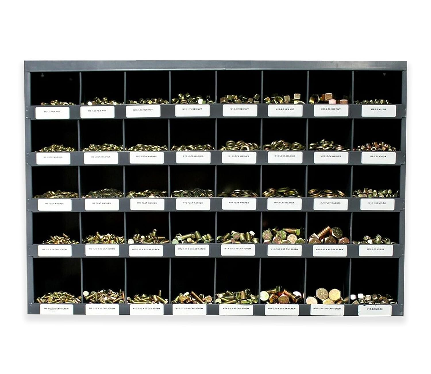 3760 Piece Bolt Bin Kit Grade 8 Nut Bolt Washer Assortment, Hex Head Cap Screws, Flat and Lock Washers 40 Hole Bin