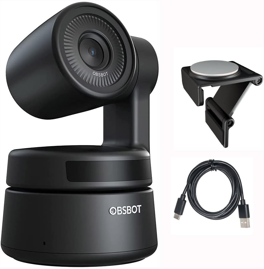 OBSBOT Tiny PTZ Webcam with Microphone,AI-Powered Framing & Gesture Control 1080P USB Streaming Web Camera for Laptop MAC Desktop PC