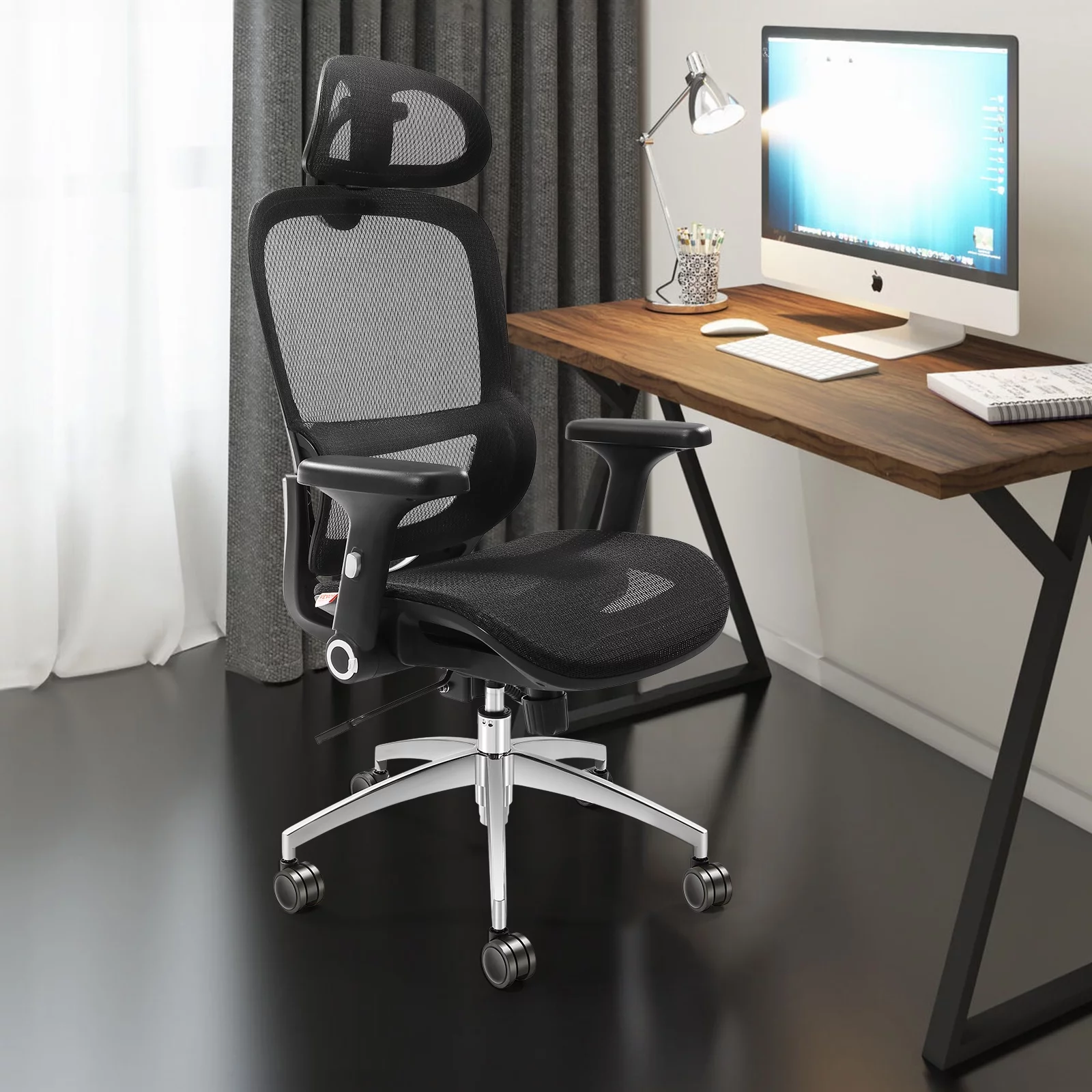 BENTISM Ergonomic Office Chair Mesh Desk Chair Back Lumbar and Head Support