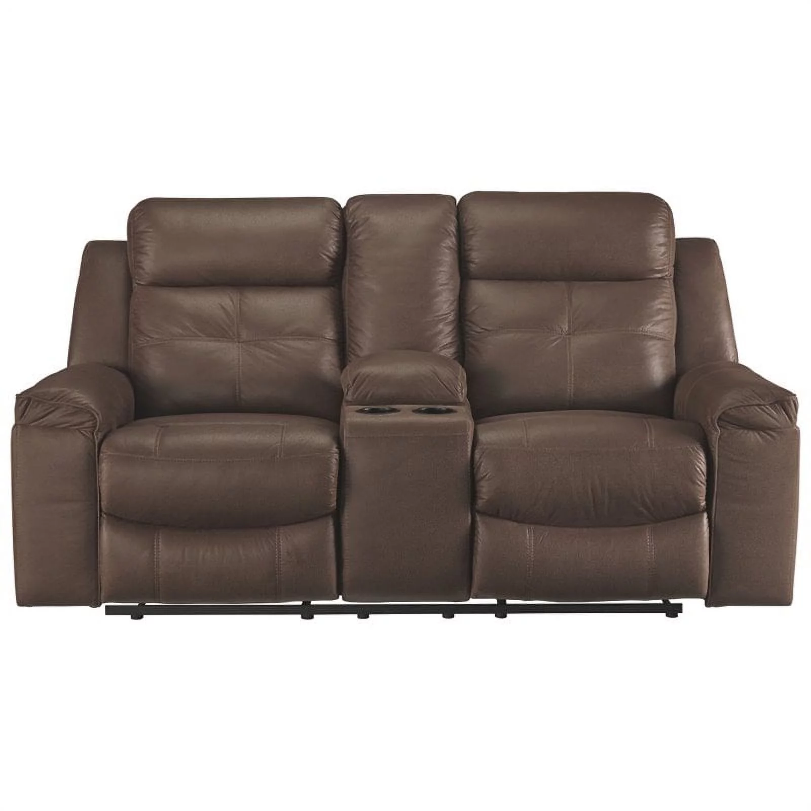 Bowery Hill Reclining Loveseat with Console in Coffee