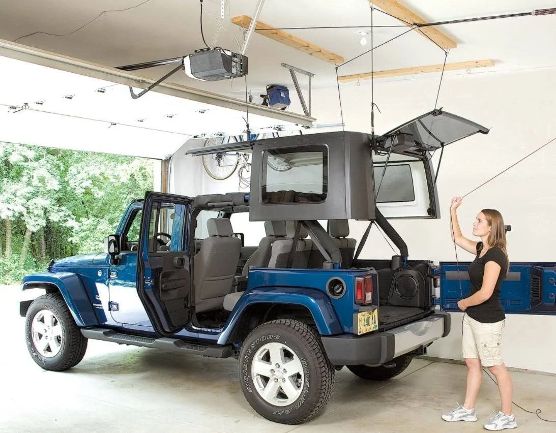 Jeep Hardtop Storage Harken Hoist Lift with Bonus 6 T Knobs for Quick Removal Safe One Person Operation Lifts Evenly 1 Mechanica