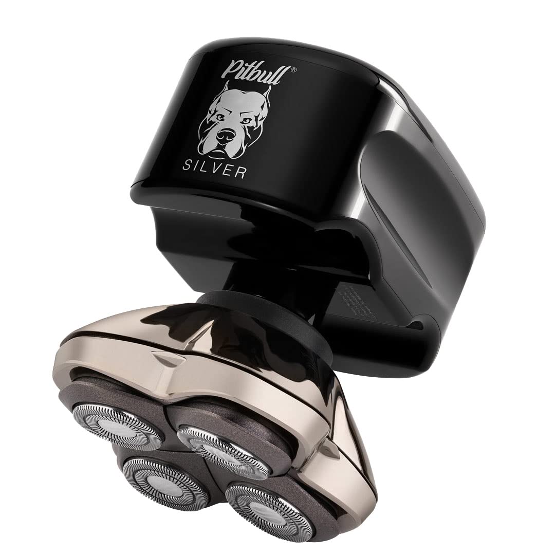 Skull Shaver Pitbull Silver PRO Electric Head & Face Shaver for Men, Wet/Dry 4 Razor Hair Trimmer