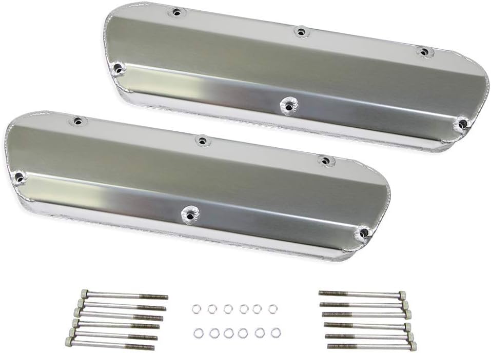 DEMOTOR PERFORMANCE Fabricated Tall Valve Cover Long Bolts w/o Holes Polished Compatible for Small Block Ford SBF 289-302-351W