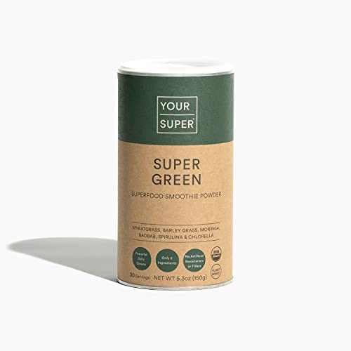 Your Super Organic Super Green Smoothie Mix ?Superfood Powder for Natural Immune Support, Made with Wheatgrass, Barley Grass, Moringa, Spirulina
