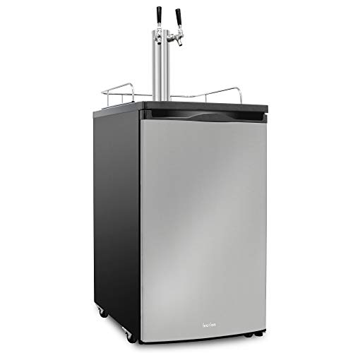 Ivation Full Size Kegerator | Dual Tap Draft Beer Dispenser & Universal Beverage Cooler | Mounted CO2 Cylinder, Temperature Control