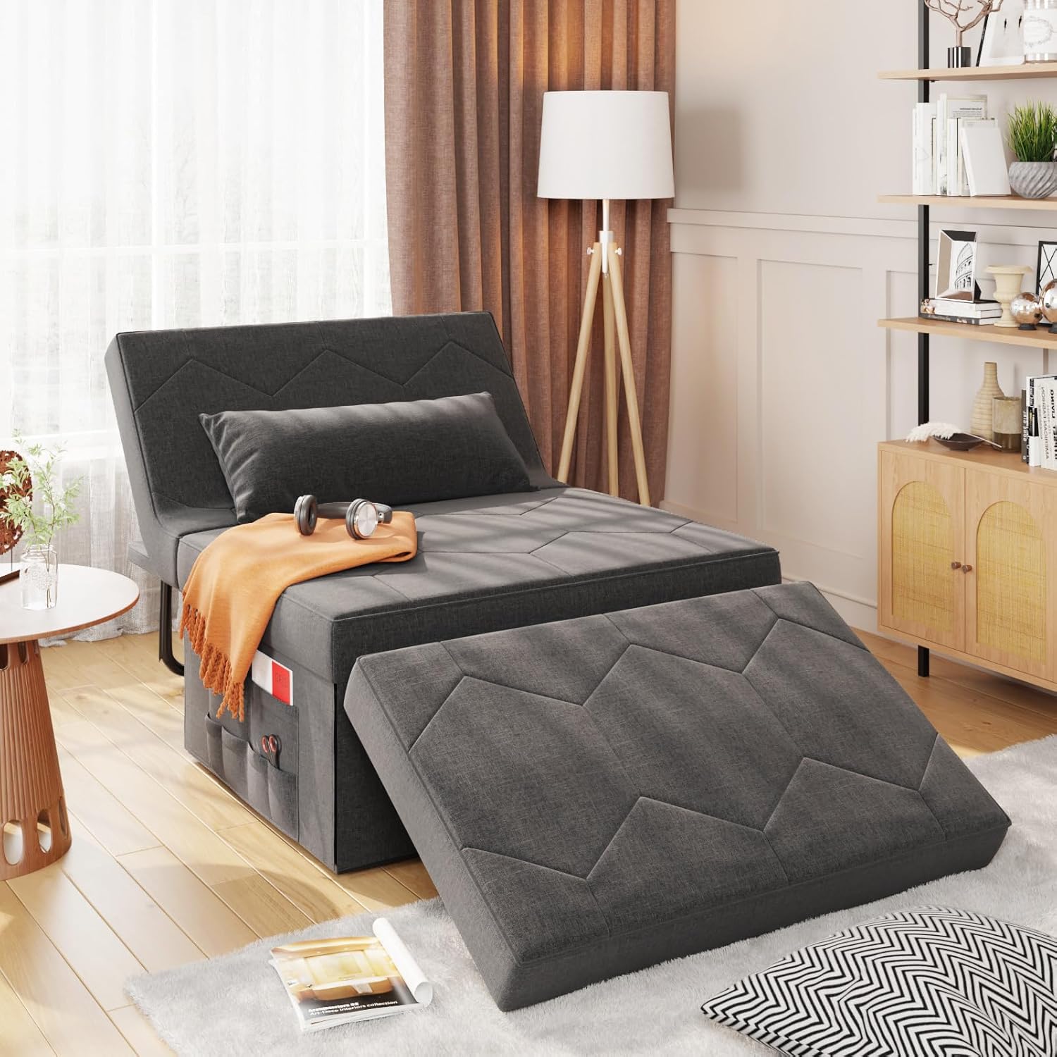 4 in 1 Sleeper Chair, Convertible Sleeper Sofa with Hide a Bed Chair, Sleeper Chairs for Adults