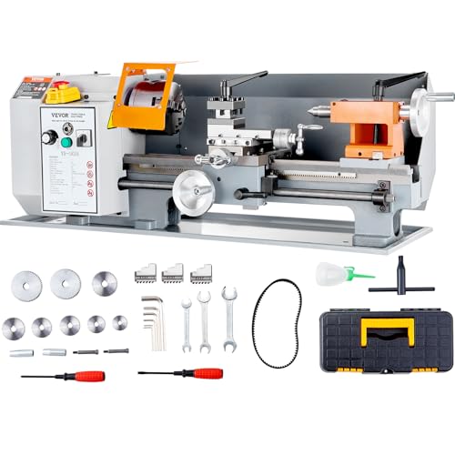 VEVOR Metal Lathe Machine, 7'' x 13.78'', Precision Benchtop Power Metal Lathe, 0-2200 RPM Continuously Variable Speed, 500W Brush Motor Metal Gears