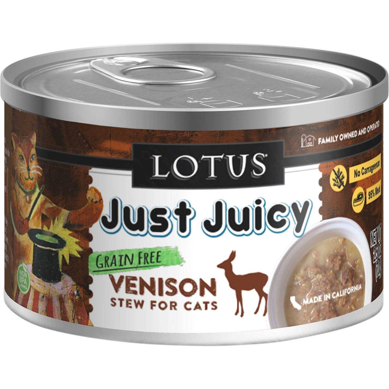 Lotus Just Juicy Venison Stew Canned Cat Food - Pet Supplies online store
