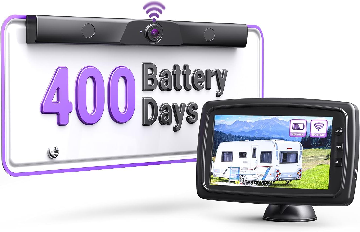 eRapta Battery Wireless Backup Camera System Kit, Upgraded True Wireless Car Camera with Stable Digital Singal