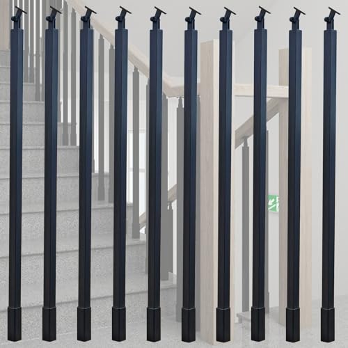 Staircase Balusters Black 1 3 4 6 7 8 10 Pieces, 25MM/ 1" Stair Spindles Post Kit for Entrance Stairs Loft Yard Porch