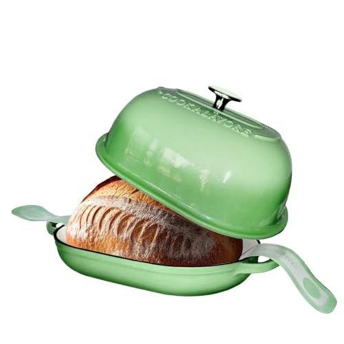 Cast Iron Dutch Oven,6 QT Bread Oven,Thick Enameled Loaf Pan with Lid,Bread Pans for Homemade Bread,14.5"Dutch Oven for Bread Baking
