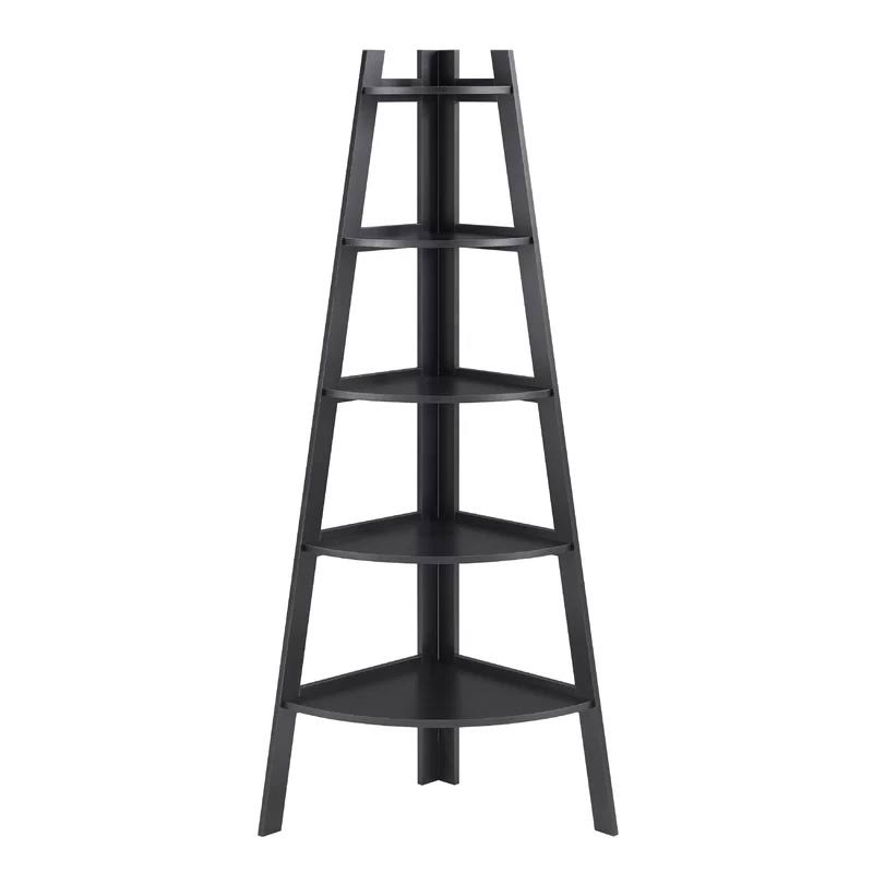 Tisha Corner Unit Bookcase (Color: Black)
