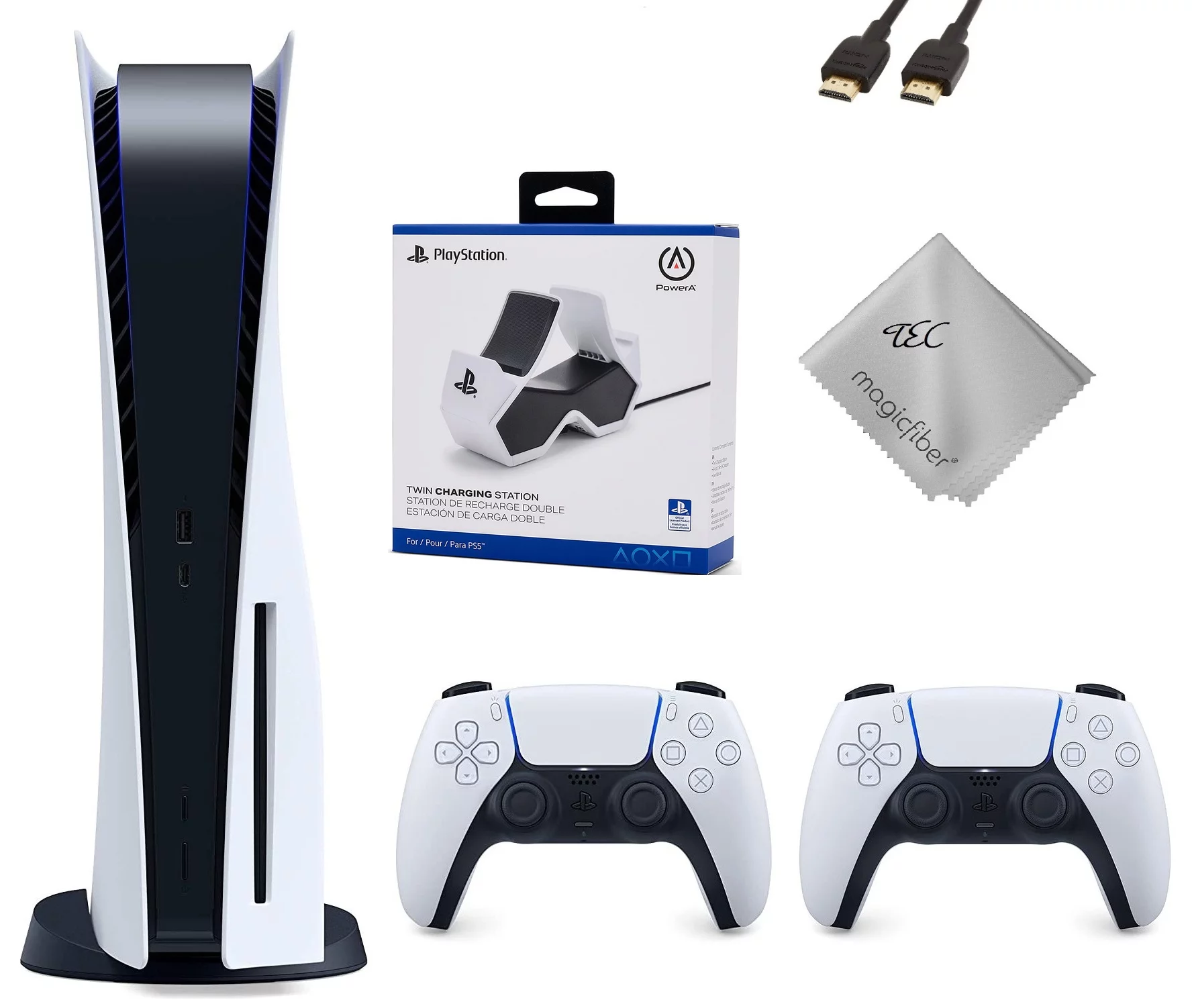 TEC Sony PlayStation_PS5 Gaming Console (Disc Version) with One Extra Controller Plus Dual Charging Station Bundle - Radiant Selections