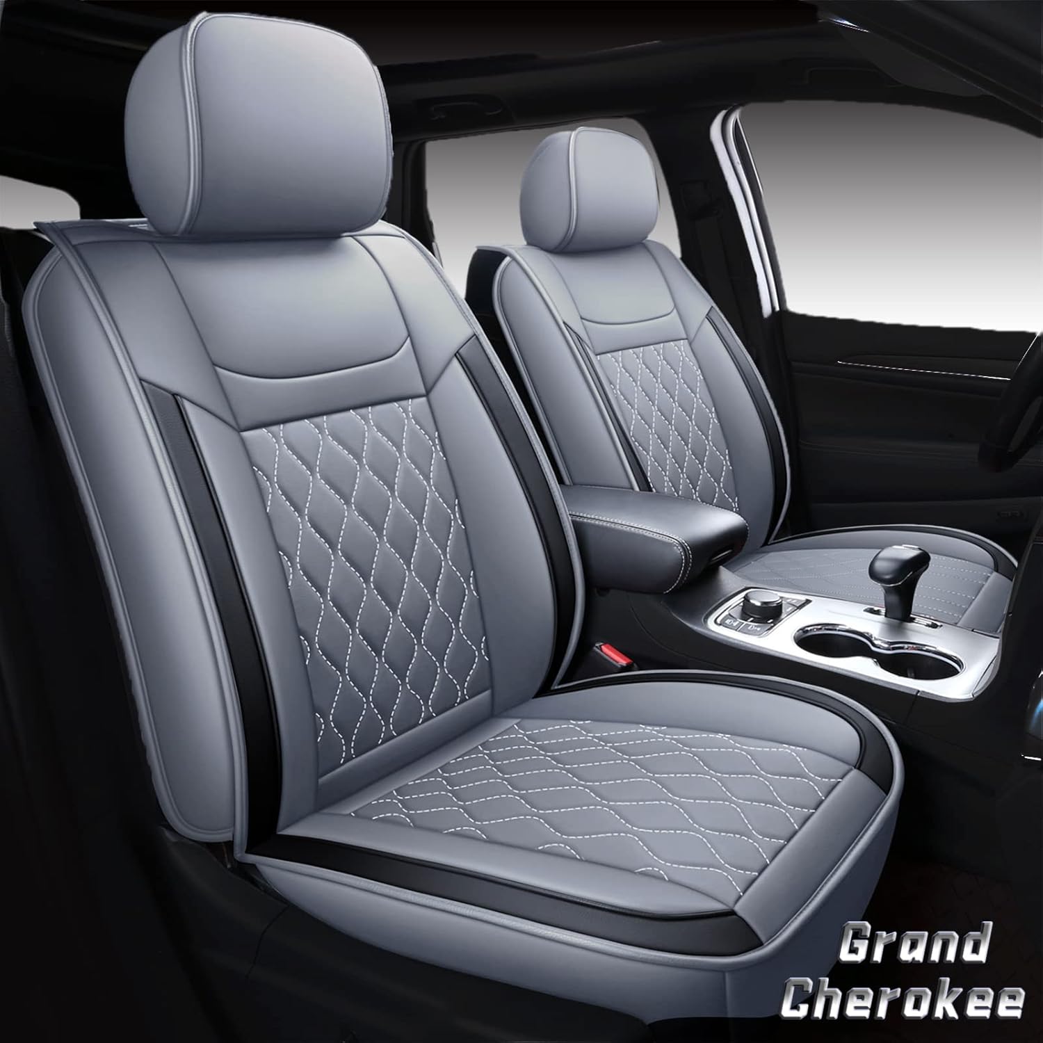 HUIDASOURCE Jeep Grand Cherokee Seat Covers, 5 Pieces Waterproof Leather Customized Car Seat Cushion Covers