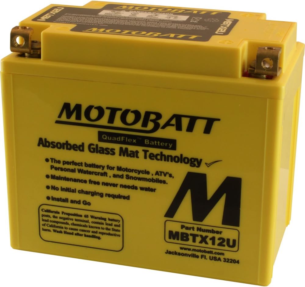 MotoBatt MBTX12U (12V 14 Amp) 200CCA Factory Activated QuadFlex AGM Battery