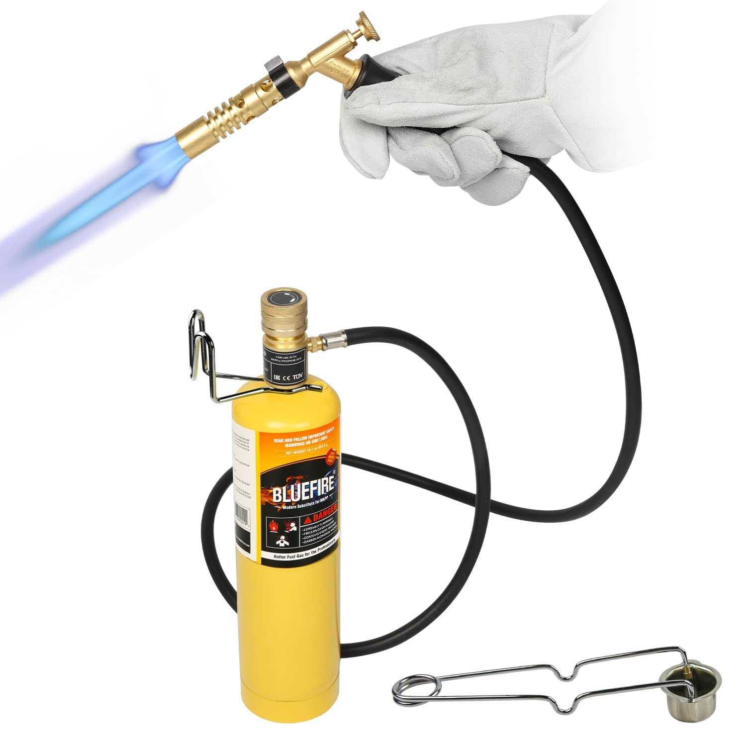BLUEFIRE MRAS-8210 Jumbo Turbo Flame 5' Hose Propane Gas Welding Torch Kit with MAPP Gas Great High Intensity Nozzle Head Fuel b
