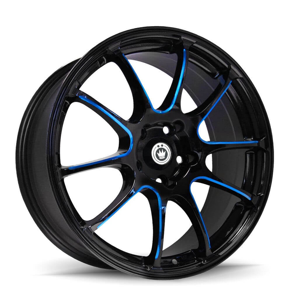 Konig IL8851035F - Illusion 18x8 5x100 ET35 Black/ball Cut Blue Rims