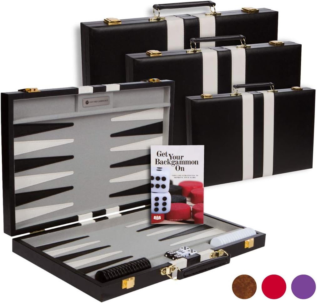 Get The Games Out Top Backgammon Set - Small Travel Size Classic Board Game Case - Best Strategy & Tip Guide (Map, Small)