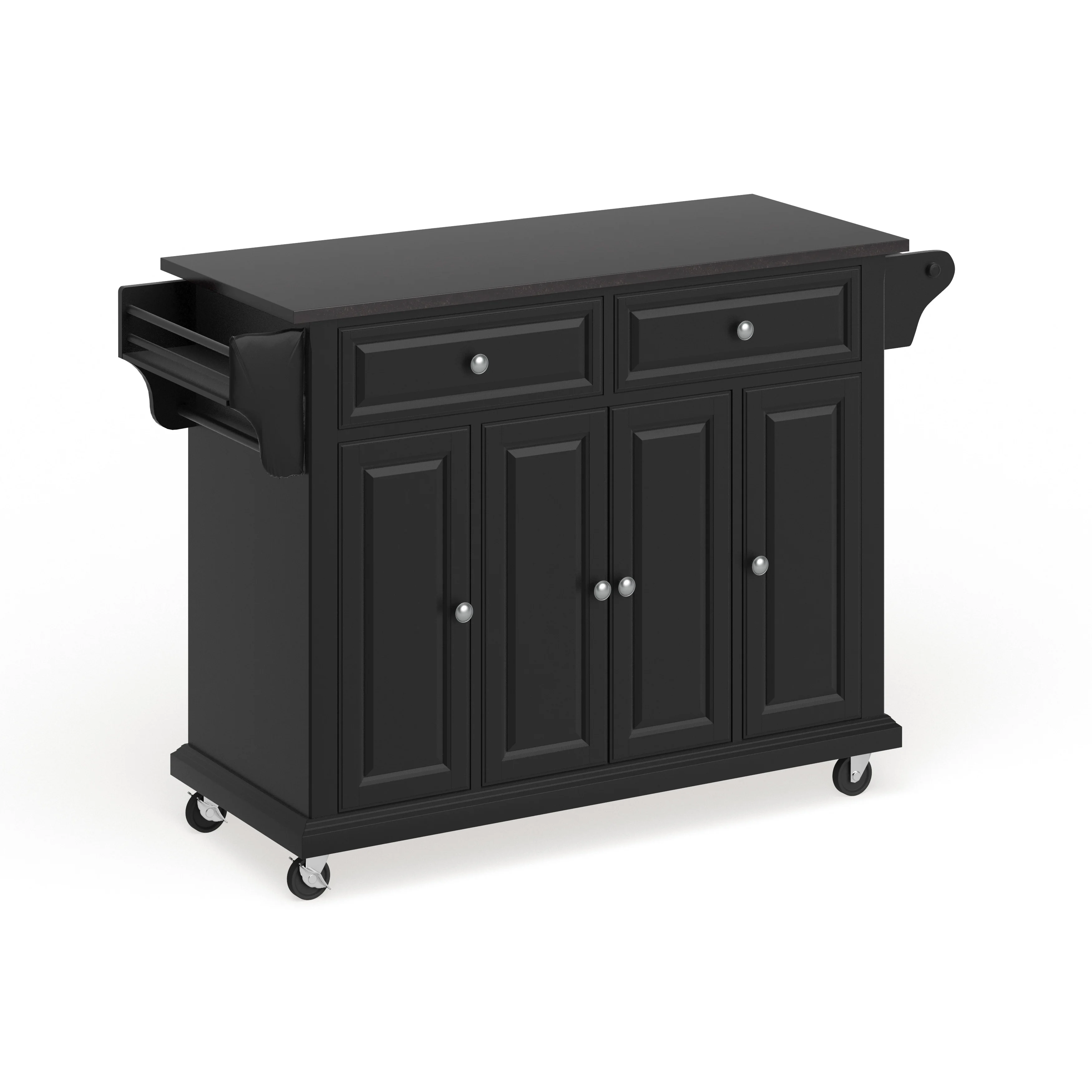 Crosley Furniture Crosley Black Wood Kitchen Cart/ Island with Solid Black Granite Top - 18"d x 51.5"w x 36"h