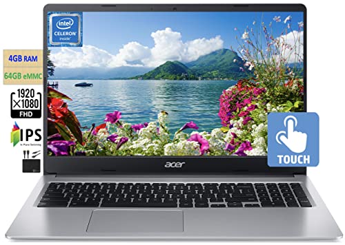 acer 2023 Newest Chromebook 15.6" FHD 1080p IPS Touchscreen Light Computer Laptop, Due-core Intel Celeron N4020, 4GB RAM, 64GB eMMC, HD Webcam