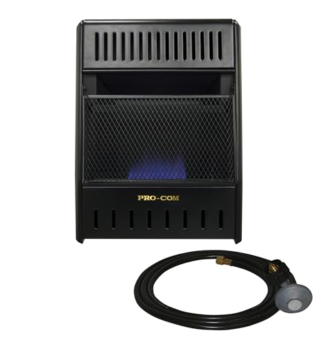 ProCom ML100TBAHR Ventless Propane Gas Blue Flame Space Heater with Thermostat Control for Living Room, Bedroom, Home Office, 10000 BTU