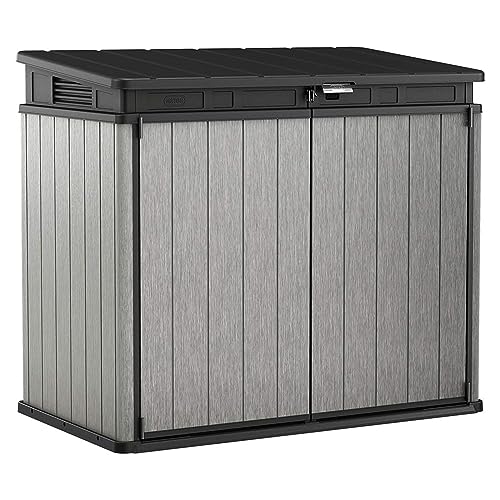 Keter Outdoor Storage Box & Shed for House, Patio & Yard, Elite Store, 4.6 x 2.7 Ft, Gray - Portable Utility Deck and Cabinet for Tools, Equipment