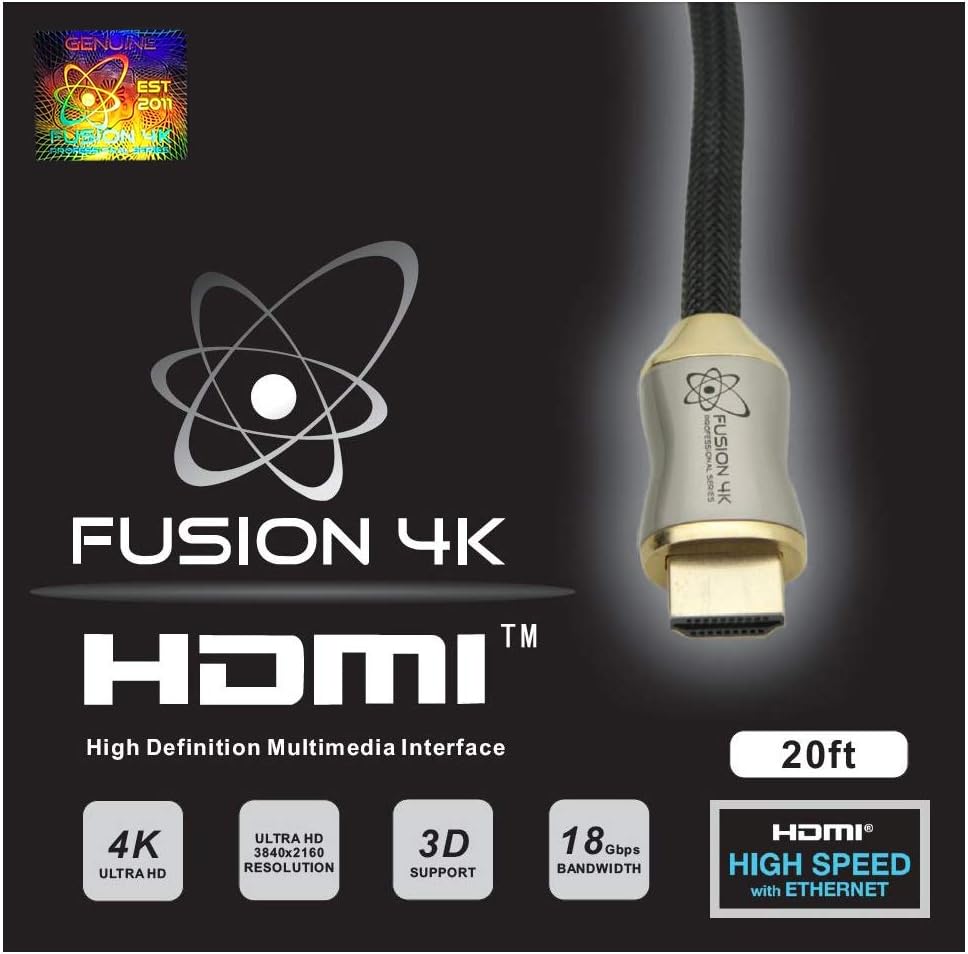 Fusion4K High Speed 4K HDMI Cable (4K @ 60Hz) - Professional Series (20 Feet)