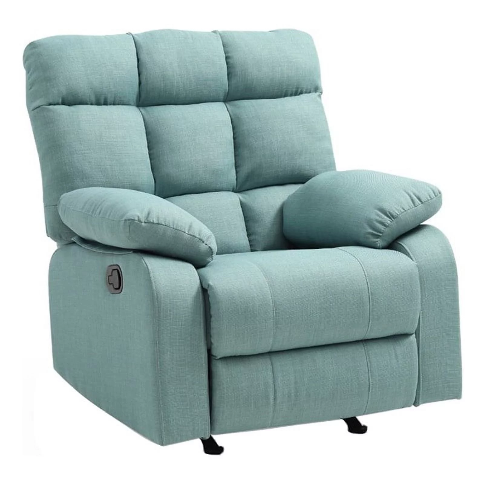 Maklaine Contemporary Fabric Rocker Recliner in Teal Turquoise