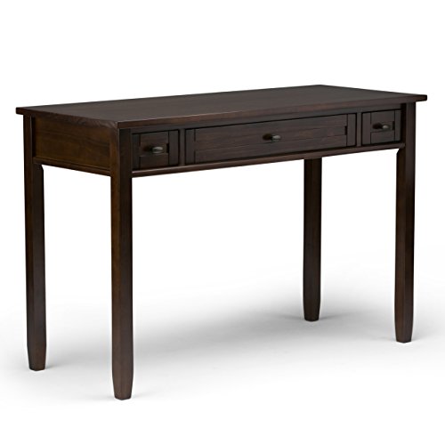 SIMPLIHOME Warm Shaker SOLID WOOD Hickory Brown 48 inch Wide Home Office Desk, Writing Table, Workstation