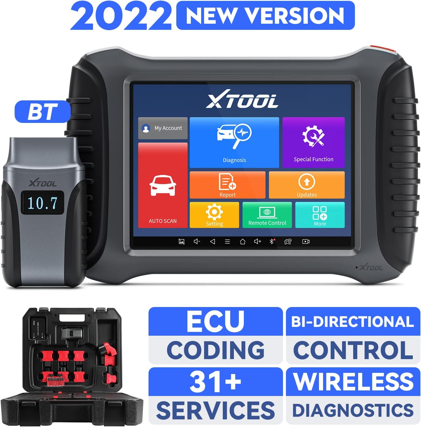 XTOOL A80 Wireless Diagnostic Tool ( with Non-OBDII Adapter Kit), Bi-Directional Scan Tool with Advanced ECU Coding, Key Programming