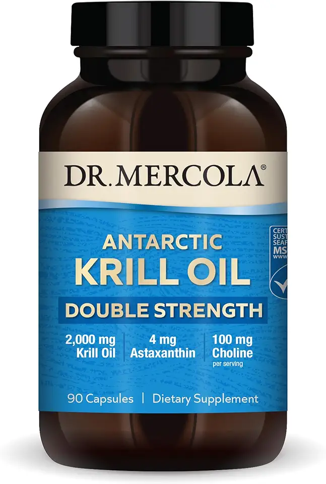 Dr. Mercola Antarctic Krill Oil Double Strength - 2,000 mg - Omega-3 Supplement with EPA & DHA - Supports Brain, Heart, Joint & Immune Health
