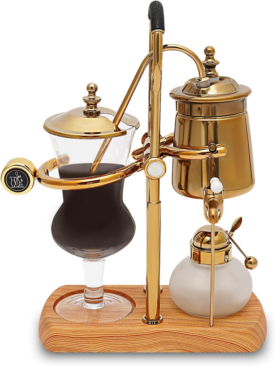 Belgian Belgium Luxury Royal Family Balance Syphon Siphon Coffee Maker, 400ml/15OZ Luxury Golden Manual Coffee Maker With Measuring Cup