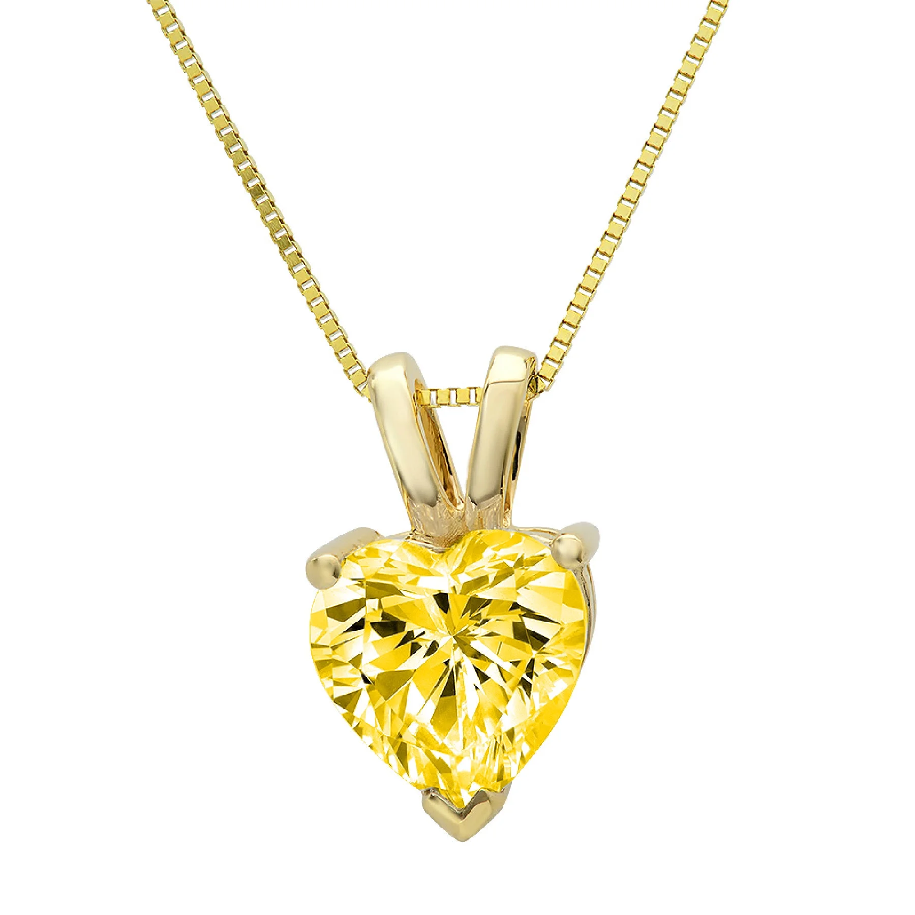 2.0 ct Brilliant Heart Cut Solitaire Synthetic Yellow Moissanite 14k Yellow Gold Pendant with 18" Chain
