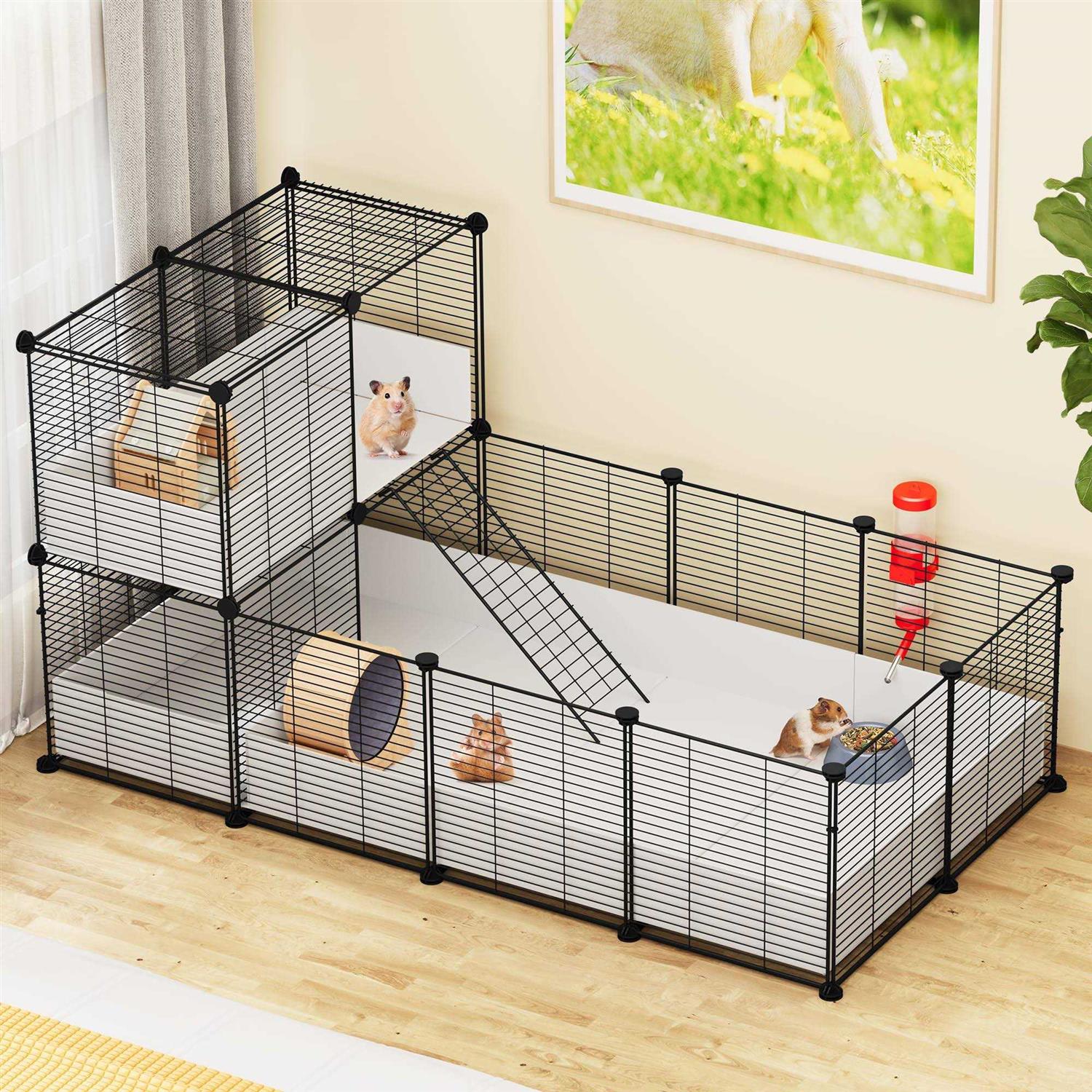 YITAHOME Guinea Pig Cage, Indoor C&amp;C Small Animal Cage with Waterproof Plastic Liner Playpen for Bunny, Chinchilla and Hamster