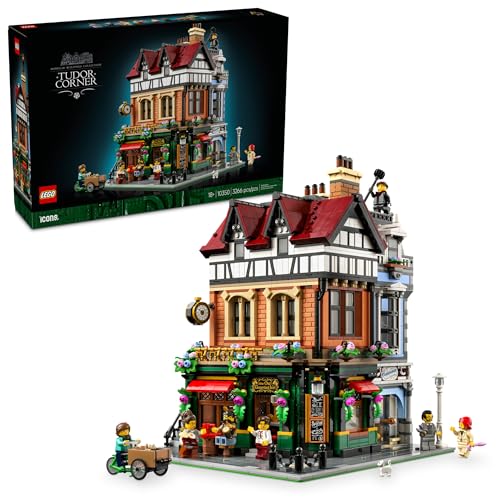 LEGO Icons Tudor Corner Building Set for Adults 18+ - DIY Miniature House Kit - Collectible Mini House Building Set for Men and Women