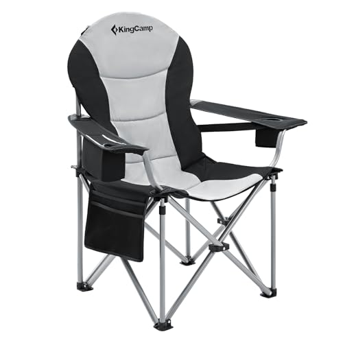 KingCamp Oversized Camping Folding Chair, Heavy Duty 450 LBS with Lumbar Support, Padded Outdoor Chair with Cup Holder