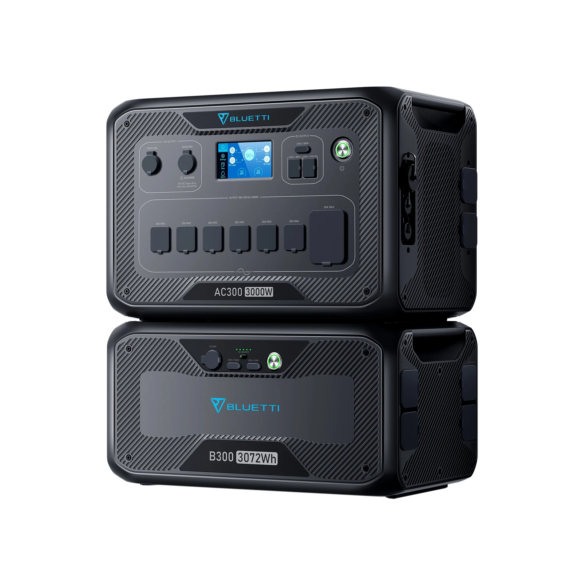 BLUETTI AC300+B300 3072Wh LiFePO4 Power Station, 3000W Expandable Solar Generator for Camping, RV Travel, Home Backup, Power Outage