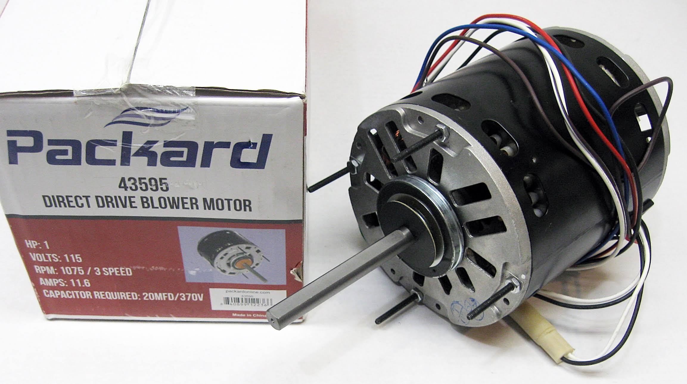 3 Speed Furnace Blower Fan Motor Packard 43595 1 HP 1075 RPM 115 Volt 48 Frame