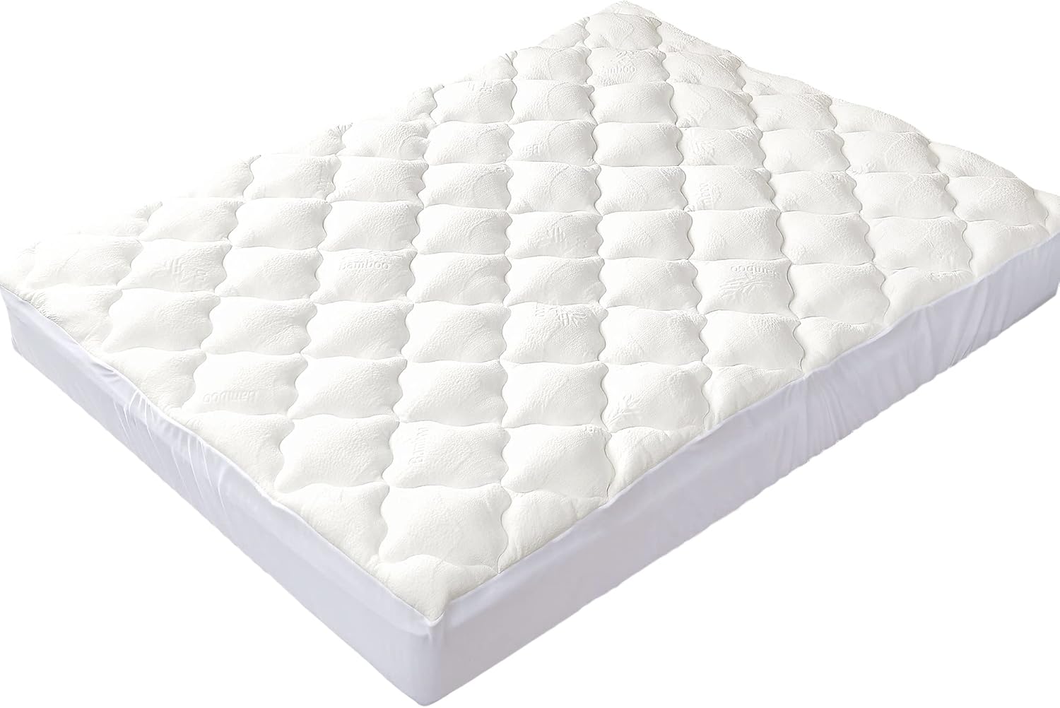 Cheer Collection Soft and Plush Bamboo Fitted Mattress Topper - California King - Plush Eco Friendly Protector Cover for Bedding
