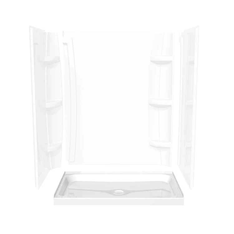 Shower Base Rectangular Alcove with 3 Inch Threshold White 48L x 32W Inch Acrylic Center